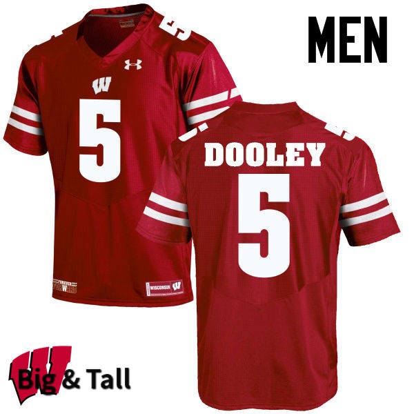 Wisconsin Badgers Men's #5 Garret Dooley NCAA Under Armour Authentic Red Big & Tall College Stitched Football Jersey SB40Y08BD